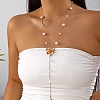 Alloy & Plastic Pearl Flower Pendant Long Tassel Lariat Necklaces for Women WG4E668-04-2
