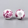 Floral Printed Porcelain Beads PORC-Q201-8mm-3-2