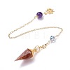 Resin Hexagonal Pointed Dowsing Pendulums(Brass Finding and Gemstone Inside) G-L521-A04-2