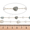 Natural Flower Amazonite Nuggets & 316 Stainless Steel Handmade Link Chains CHS-K021-14G-09-3
