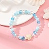 Ocean Dyed Synthetic Turquoise Sea Turtle Electroplate Glass Faceted Rondelle Beaded Stretch Bracelets for Women BJEW-JB14386-02-1