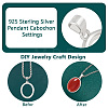 1Pc 925 Sterling Silver Pendants Cabochon Settings STER-BC0002-40-4