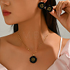 Elegant Resin Rose Pendant Necklace & Stud Earrings Set for Women DC8905-4