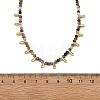 Natural Multicolor Tourmaline Faceted Rondelle Baded Necklaces with 201 Stainless Steel Teardrop Charms NJEW-JN06428-01-4