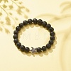 Natural Lava Rock Stretch Bracelet with Alloy Starfish BJEW-JB08192-05-2