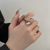 Brass Glasses Frame Open Cuff Ring for Women RJEW-F140-140EB-4
