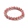 Natural Argentina Rhodochrosite Beaded Stretch Bracelets BJEW-L700-01C-4