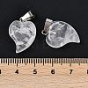 Natural Quartz Crystal Heart Pendants G-H073-03P-15-3
