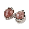 Natural Strawberry Quartz Faceted Pendants G-M431-06P-06-2