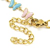 PVD Vacuum Plating 304 Stainless Steel Colorful Enamel Butterfly Link Chain Bracelets BJEW-P334-09G-3