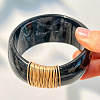 Resin Wide Bangels with Alloy Wire Wrapped for Women WG69B81-01-1