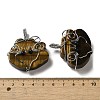 Natural Tiger Eye Copper Wire Wrapped Pendants G-K338-06P-04-3