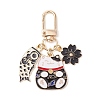 Fortune Cat Fish Flower Alloy Enamel Pendant Decorations HJEW-JM02873-02-2