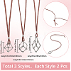 6Pcs 3 Styles Crystal Holder Cage Necklace MAK-SC0001-41P-2