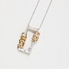 304 Stainless Steel Rectangle Frame with Ring Pendant Necklaces for Women FS-WG90439-01-1