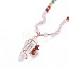 Natural Rose Quartz Bead Pendant Necklaces NJEW-K116-A04-3