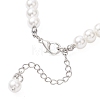 Round Shell Pearl & Brass Rhinestone Beaded Bracelet for Women BJEW-JB12871-4