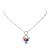 Natural Multicolor Tourmaline Dice Beaded Tassel Pendant 304 Stainless Steel Satellite Chain Necklaces for Women NJEW-JN06450-02-3