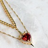 2Pcs Sword & Heart Zinc Alloy Light Siam Rhinestone Pendant Double Layer Necklaces for Women FS-WG484C5-01-1