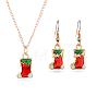 Christmas Theme Alloy Enamel Pendant Necklace & Dangle Earrings Set FN1321-3-1
