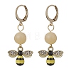 4 Pairs 4 Styles Bee & Flower Alloy Enamel Dangle Leverback Earrings for Women EJEW-JE05594-4