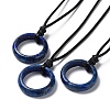 Natural Lapis Lazuli Ring Pendant Necklace with Waxed Cords NJEW-R262-01A-04-1