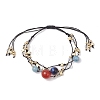Natural Carnelian & Tiger Eye & Blue Quartz & Nylon Thread Adjustable Multi-strand Bracelets BJEW-MZ00238-02-1