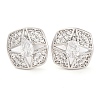 Brass Pave Cubic Zirconia Square Stud Earrings for Women EJEW-I304-27P-06-1