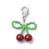 Cherry Synthetic Turquoise & Glass Seed Beads Pendant Decorations HJEW-MZ00128-02-2