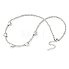 Brass Round Heart Beaded Necklaces NJEW-Z120-01P-4