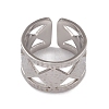 304 Stainless Steel Rhombus Open Cuff Rings for Women RJEW-G285-31P-2