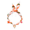 Printed Cloth Scarf Necklaces with Zinc Alloy & Resin Heart Pendants FS-WG7AF07-02-2