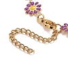 Enamel Daisy Link Chain Necklace NJEW-P220-01G-02-4