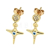 Star Real 18K Gold Plated Brass Dangle Stud Earrings EJEW-L269-107G-01-1