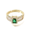 Brass Micro Pave Clear Cubic Zirconia Cuff Open Rings CU-CBA5C10-14G-4