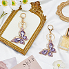 Butterfly Zinc Alloy & Rhinestone Keychains KEYC-WH0053-045G-01-3