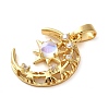 Brass Micro Pave Clear Cubic Zirconia with Glass Pendants X-KK-G483-02G-2