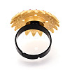 Adjustable Flower Alloy & Iron Rhinestone Bezel Cup Ring Base with Rotatable Tray MAK-T012-04G-3