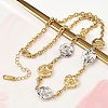 Two Tone 304 Stainless Steel Flower Link Chain Necklaces for Women NJEW-A074-06GP-2