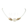 Natural Baroque Keshi Pearl Coin Glass Seed Beaded Necklaces for Women NJEW-JN06220-2