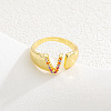 Brass Micro Pave Colorful Cubic Zirconia Cuff Open Rings FS-WG163C1-22-1