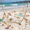 Rainbow Natural Mixed Stoned Beaded Double Layer Necklaces with Stainless Steel Heart Pendant for Beach Vacation KB9378-1-3