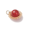 Copper Wire Wrapped Natural Amethyst & Green Aventurine & Rose Quartz & Lapis Lazuli & Carnelian Round Pendants PALLOY-JF04687-01-4