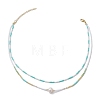 Glass Beaded Double Layer Necklaces NJEW-MZ00070-04-4