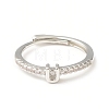 Clear Cubic Zirconia Initial Letter Adjustable Ring RJEW-C052-01P-U-2