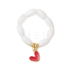 Natural Shell with Brass Enamel Pendant Finger Rings for Couples RJEW-TA00230-4