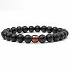 Frosted Natural Obsidian Round Beaded Stretch Bracelets ZO4749-2-1