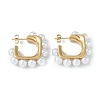 Pearl 304 Stainless Steel Stud Earrings for Women EJEW-U004-11G-1