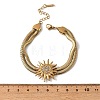 304 Stainless Steel & Rhinestone Snake Chain Double Layers Bangles for Women BJEW-D465-04B-G-3