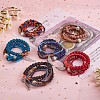 5Pcs 5 Style Wood & Glass Seed & Acrylic Beaded Stretch Bracelets Set with Baseball JB709F-3